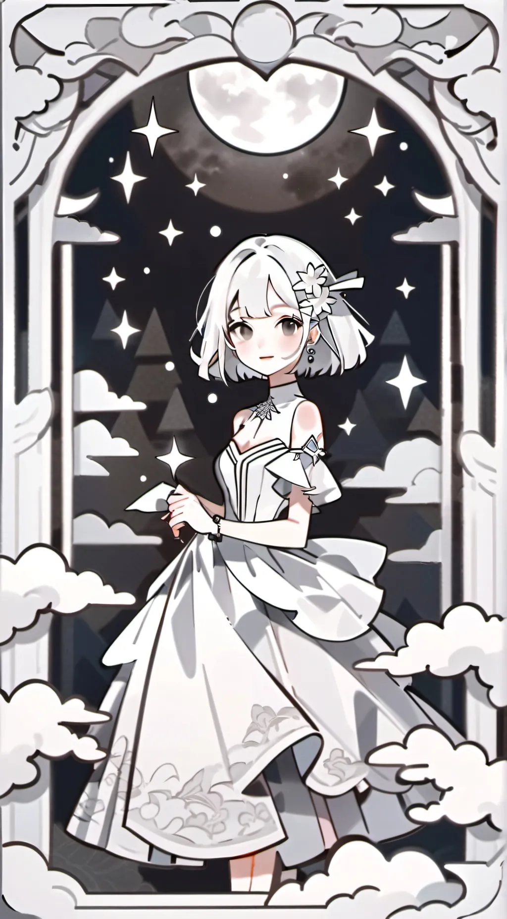 ai character: moonlight background