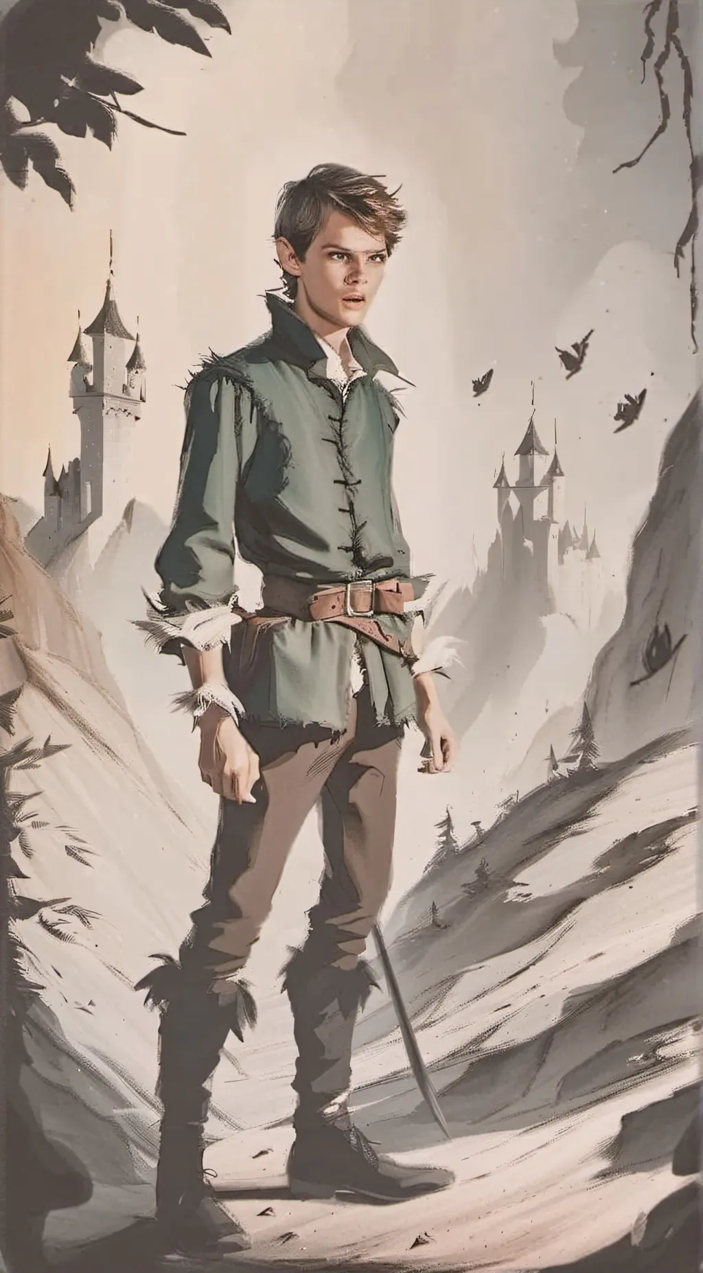 ai character: Peter Pan  background
