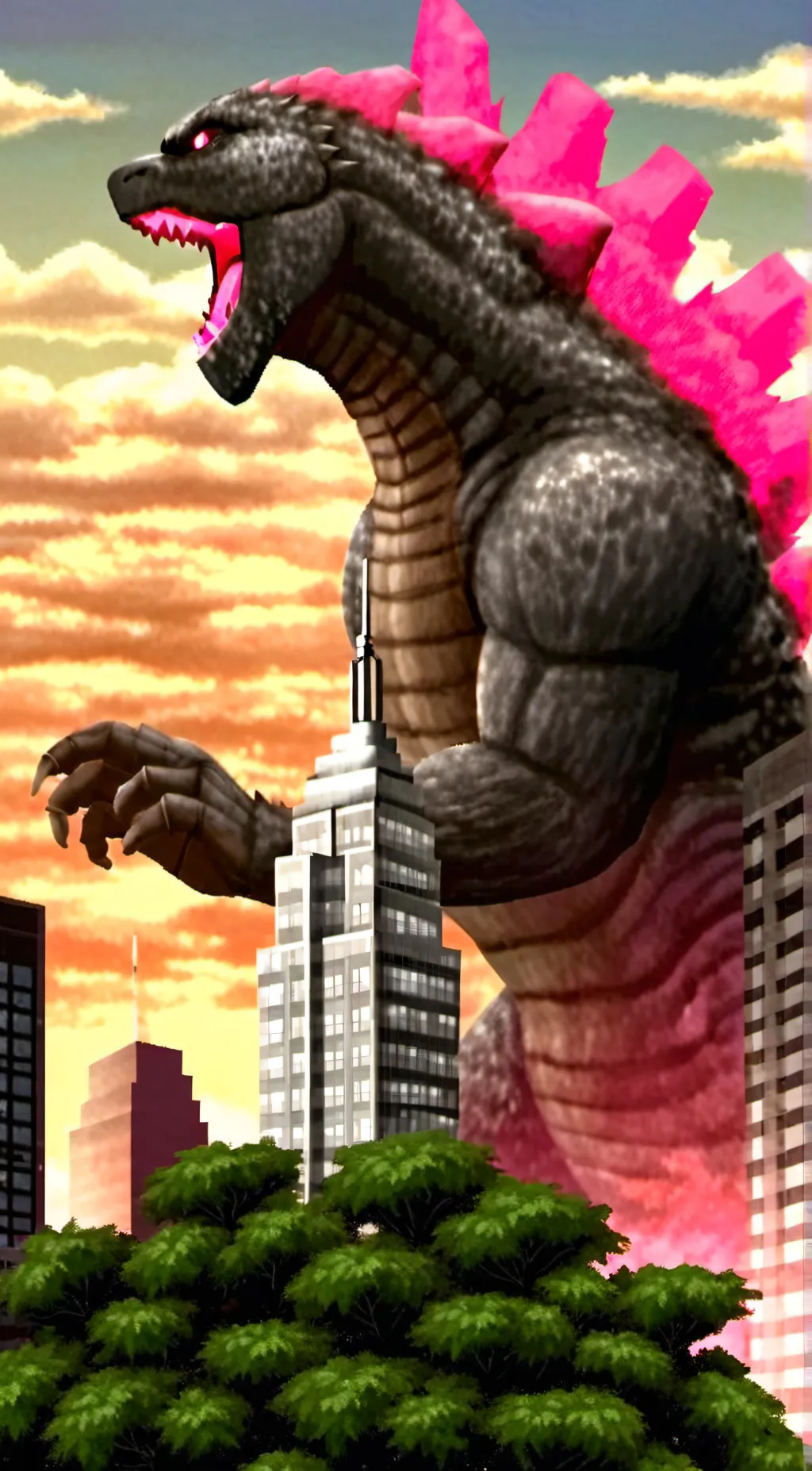 ai character: GODZILLA 2024 background