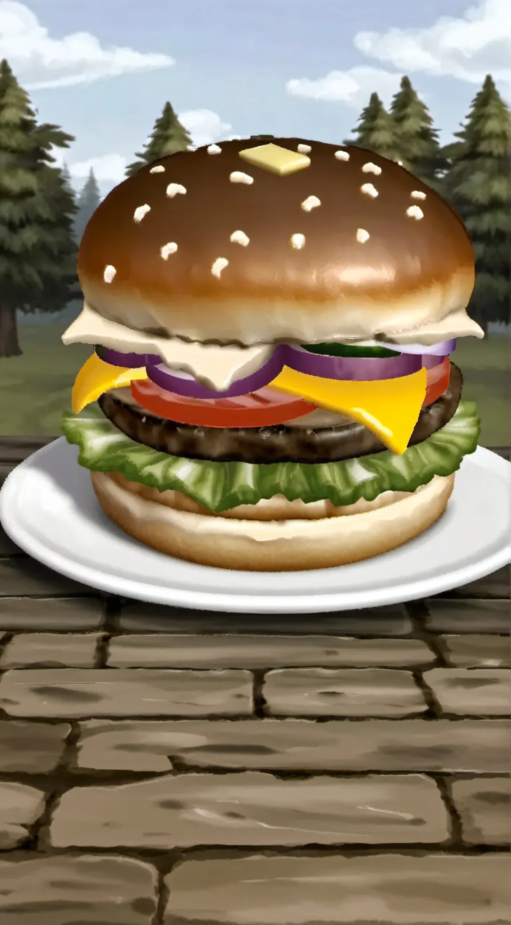 ai character: cheeseburger background