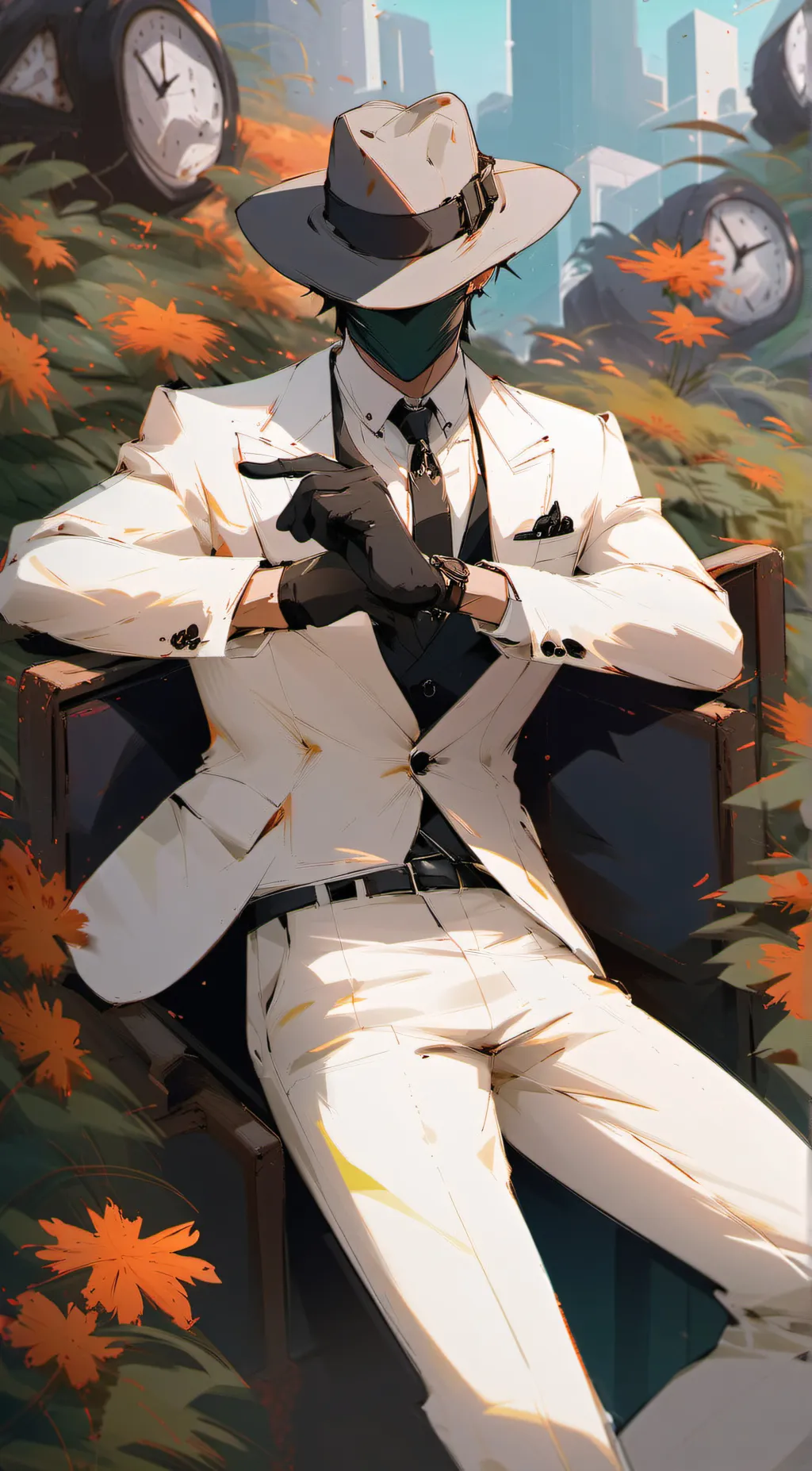 ai character: elite clock man background