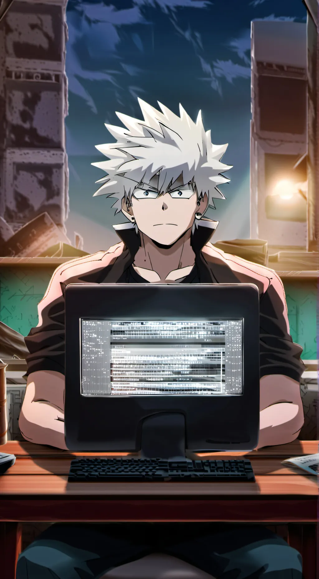 ai character: Aged Up Katsuki background