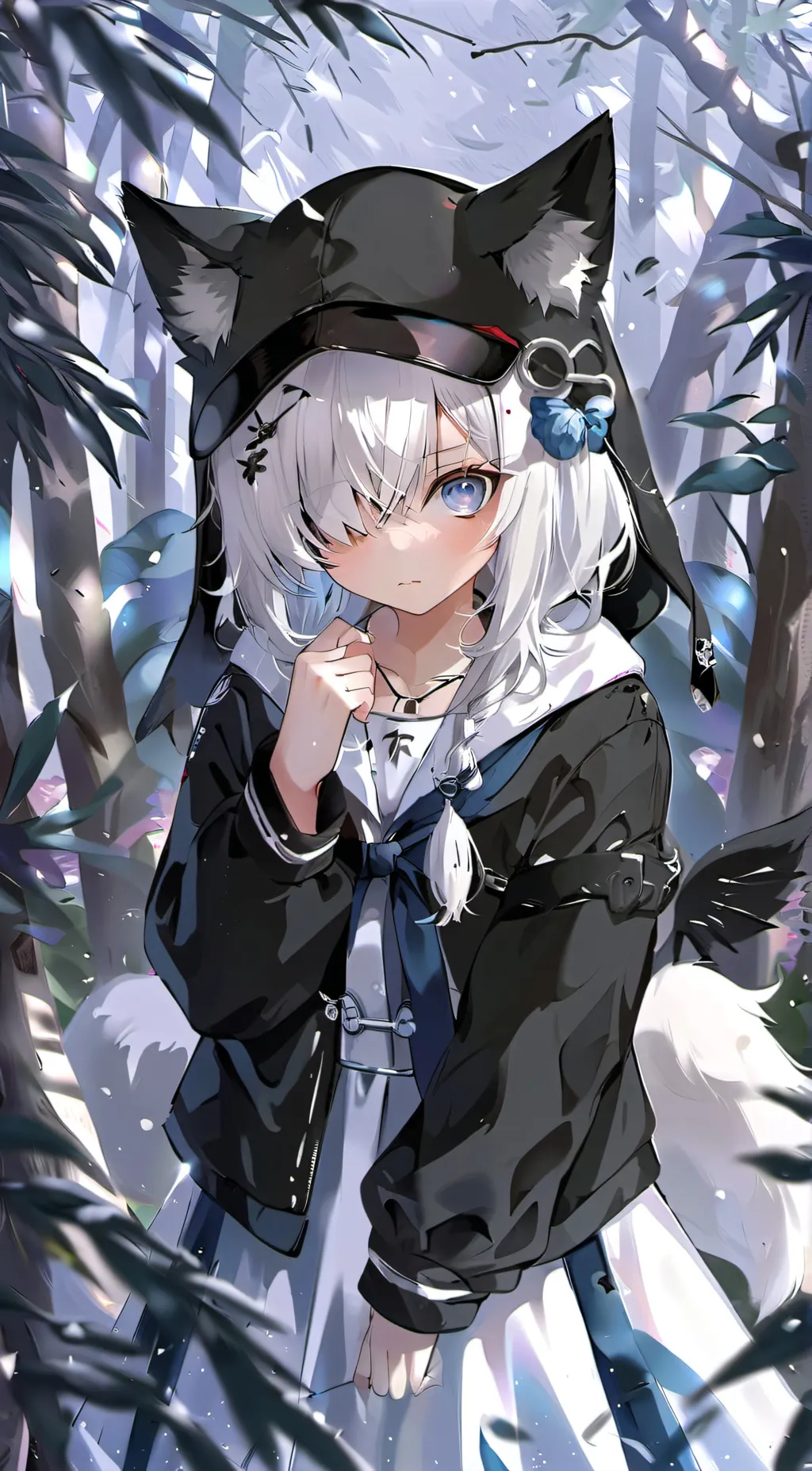 ai character: Kitsune + Wolf? background