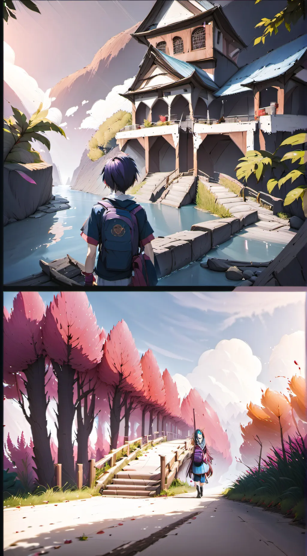 ai character: Boy & girl schools background