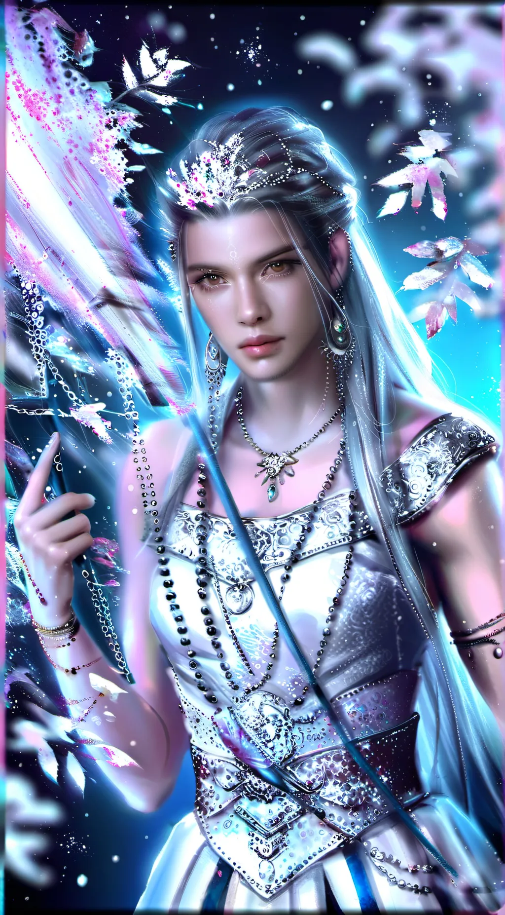 ai character: Ice  queen Eva background