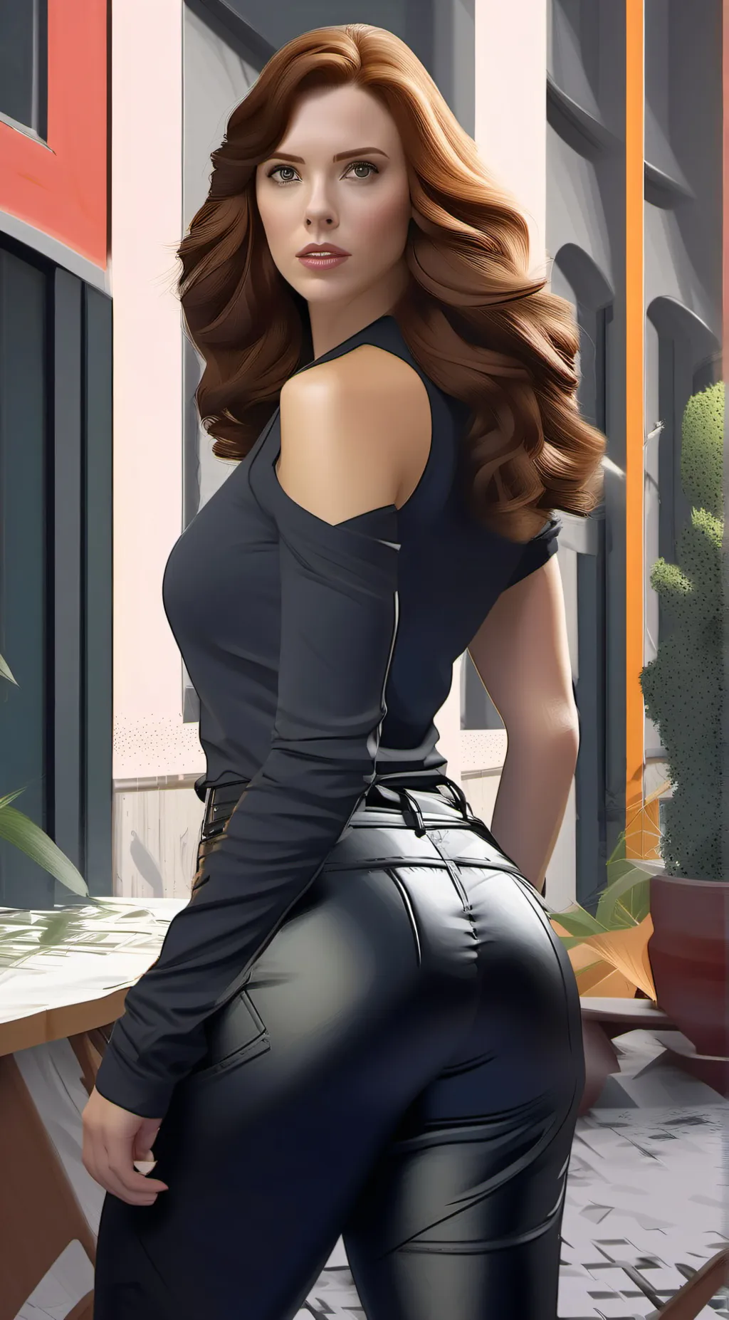 ai character: black widow  background