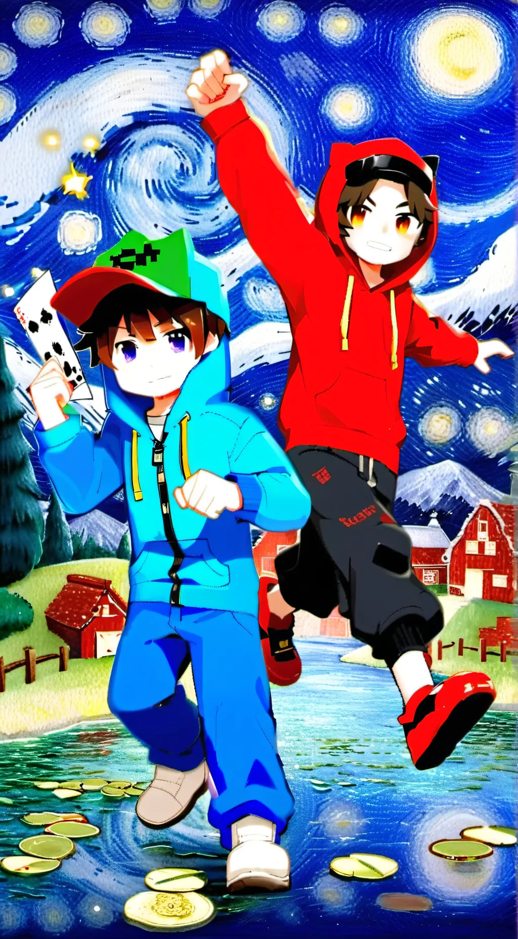 ai character: Nico and cash  background