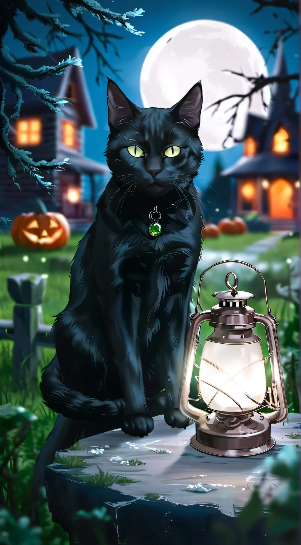 ai character: cat of Halloween background