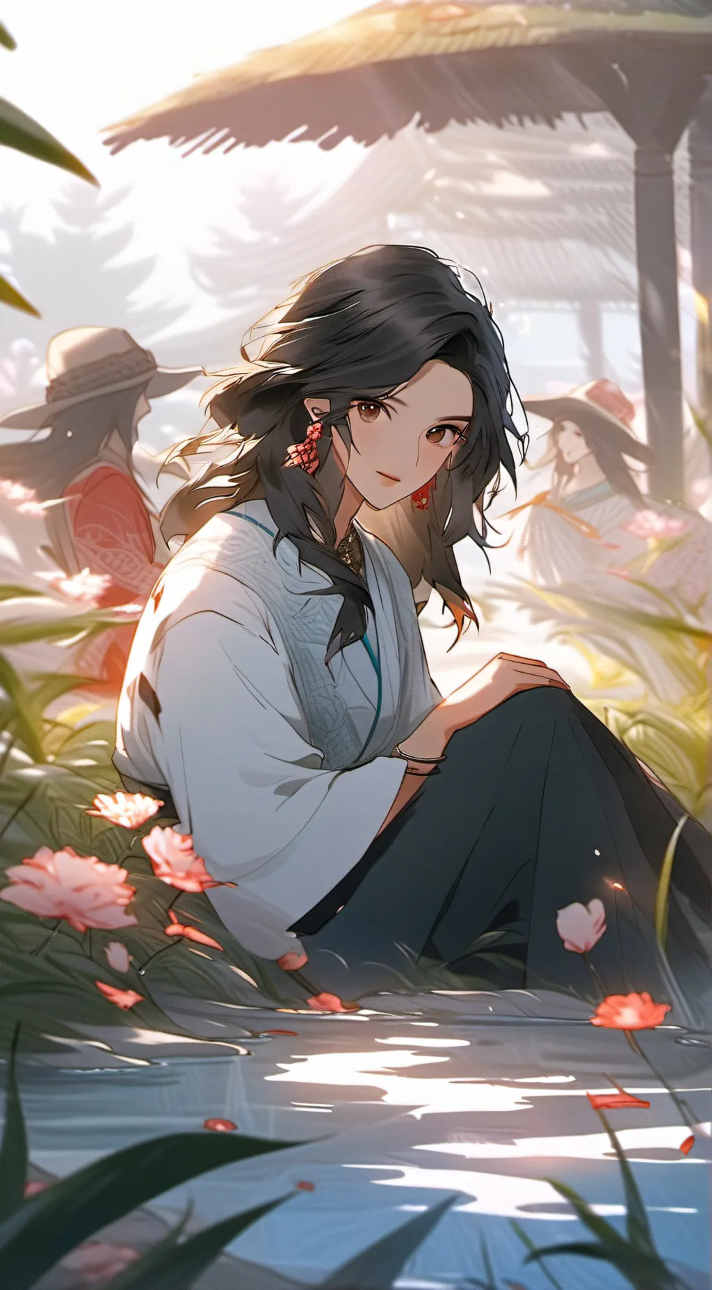ai character: woman duo background