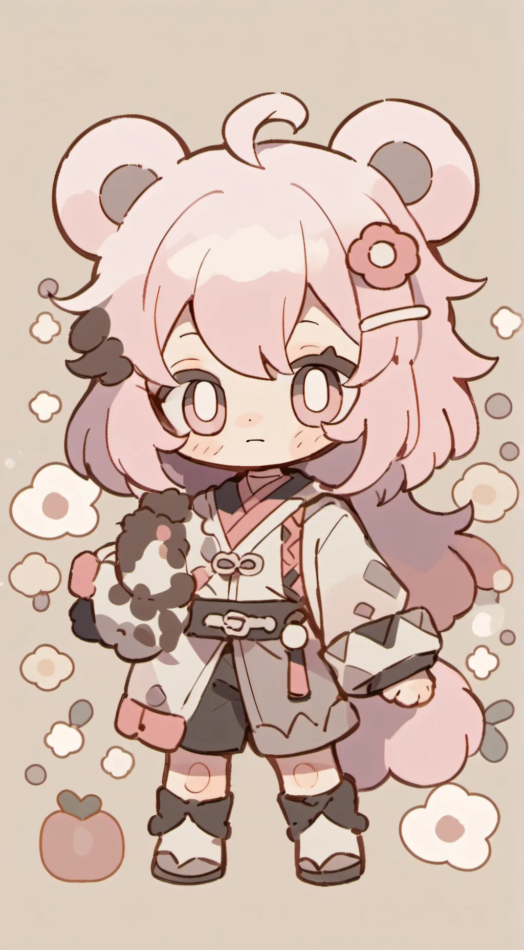 ai character: Pink Fluff. background
