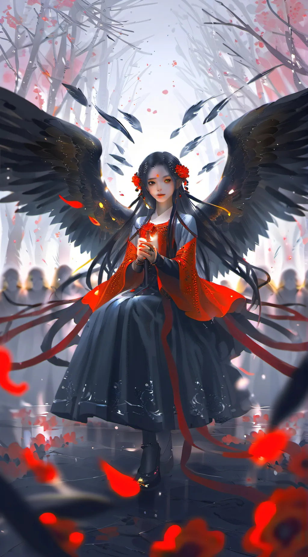 ai character: Red background