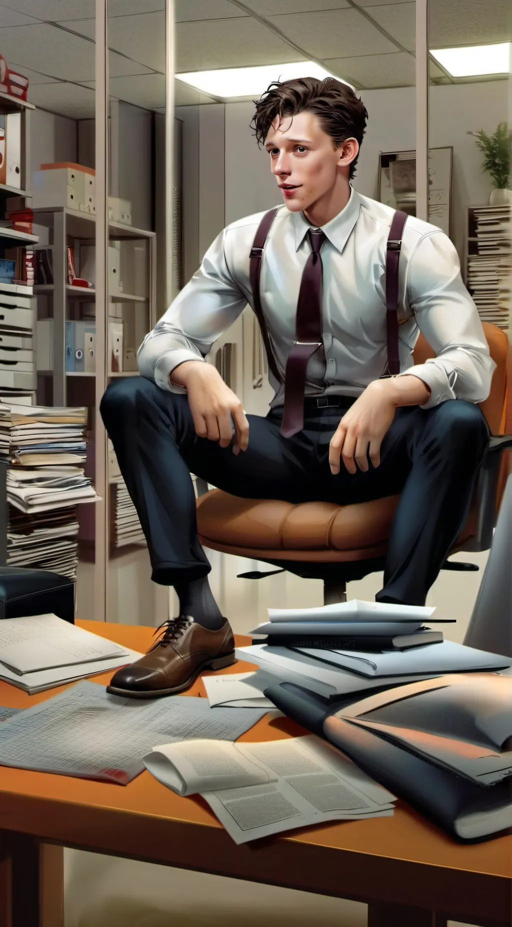 ai character: Tom Holland  background