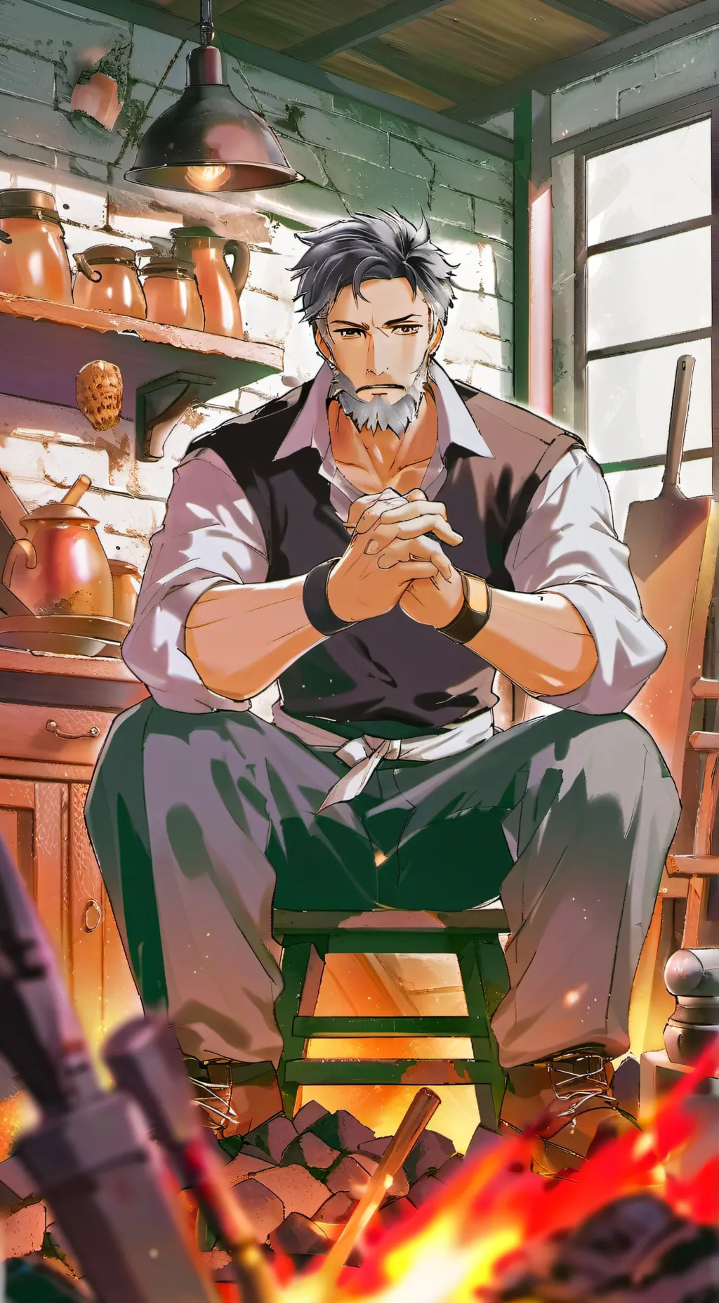ai character: John Ironwood background