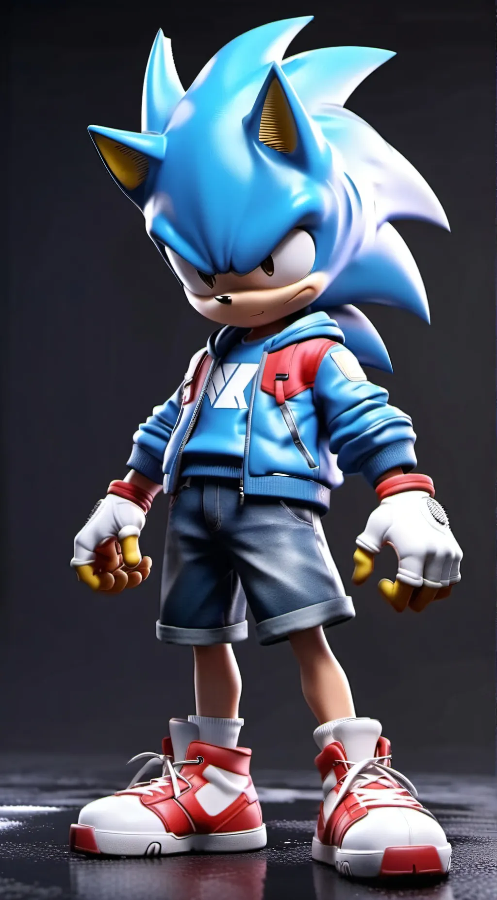 ai character: hoodie sonic background