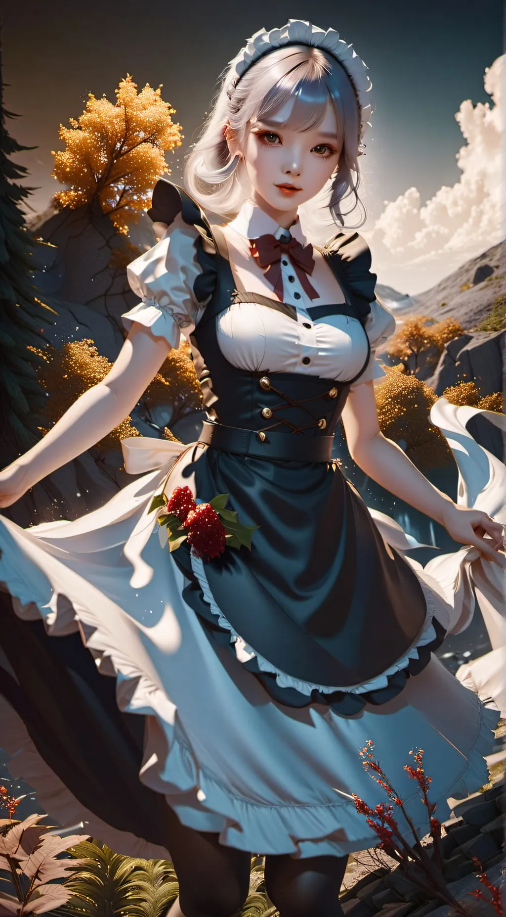 ai character: maid dress background