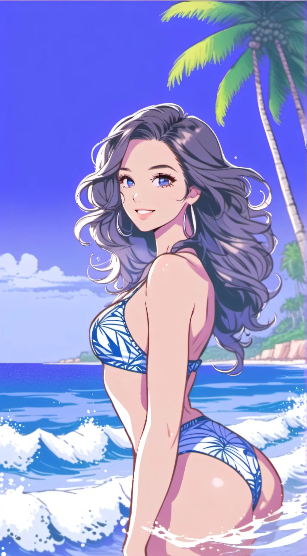 ai character: Beach Babe Tiffany background