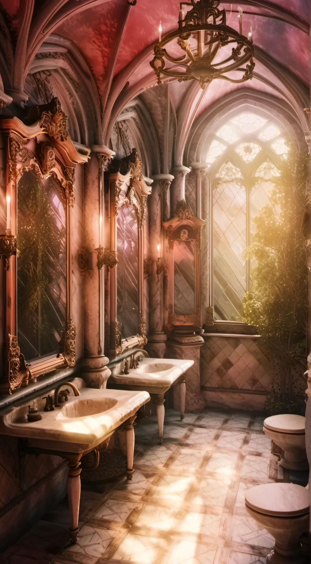 ai character: Woman's bathroom  background