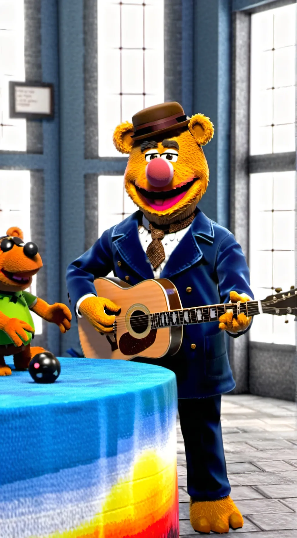 ai character: fozzie the bear 🐻 background