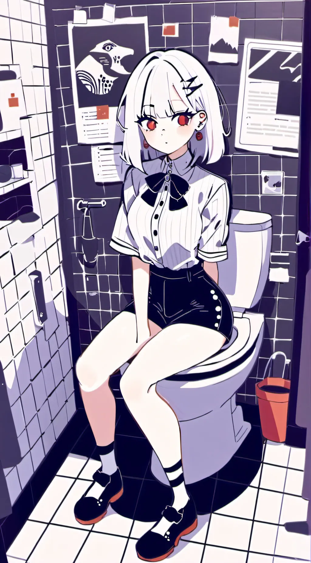ai character: girl has diarrhea background