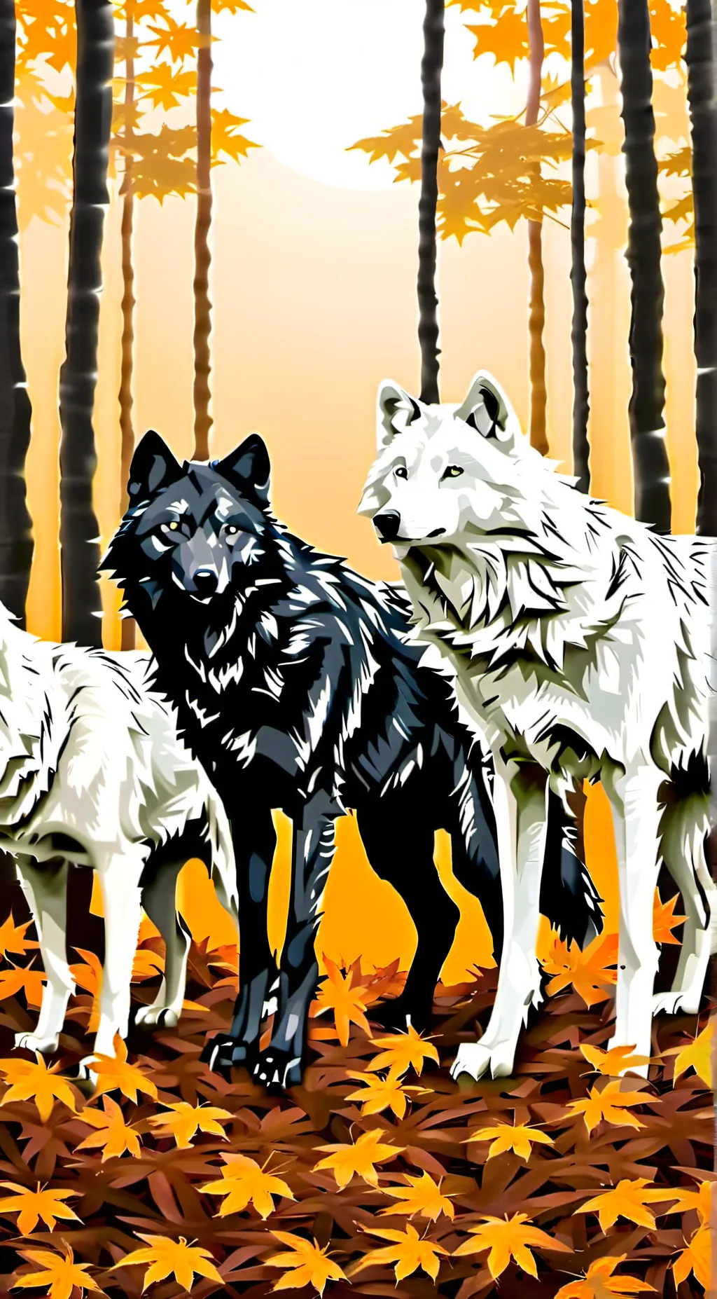 ai character: 🐺🖤wolves🤍🐺 background