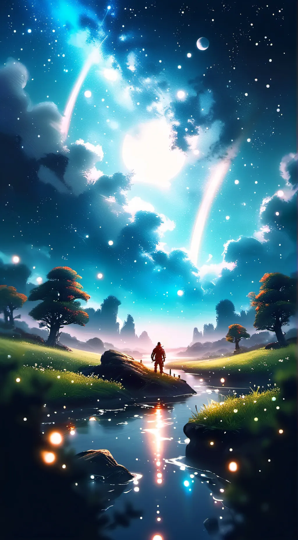 ai character: cool galaxy boy background