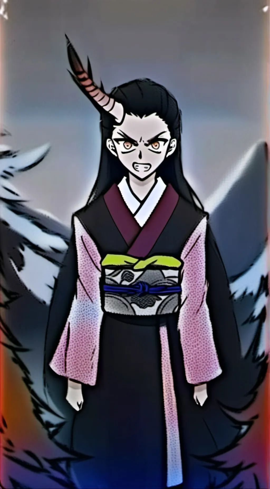 ai character: Nezuko vs Daki background
