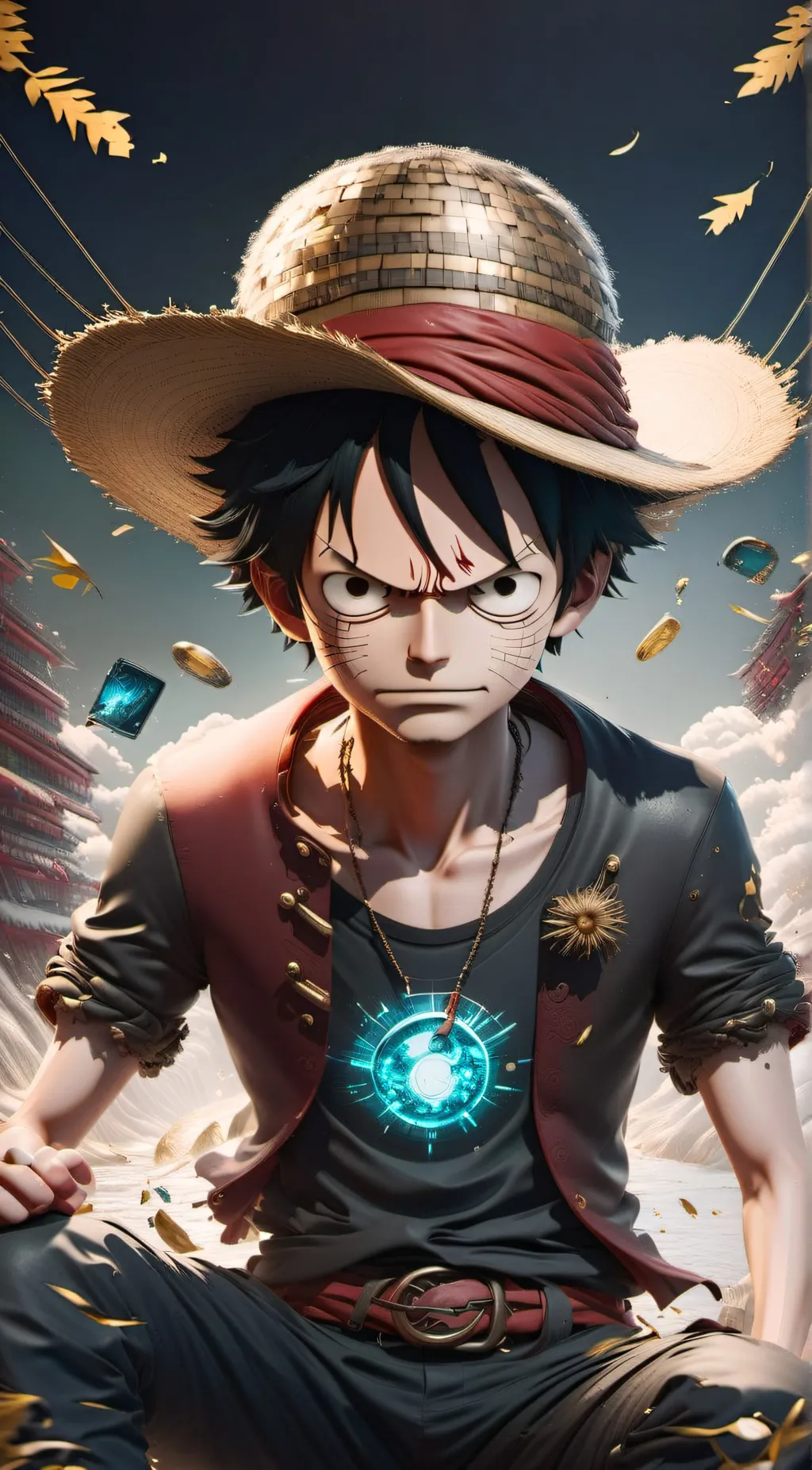 ai character: Luffy and his crew background