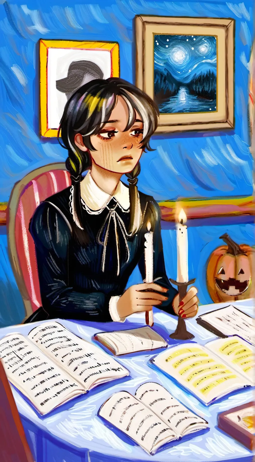 ai character: Wednesday Addams  background