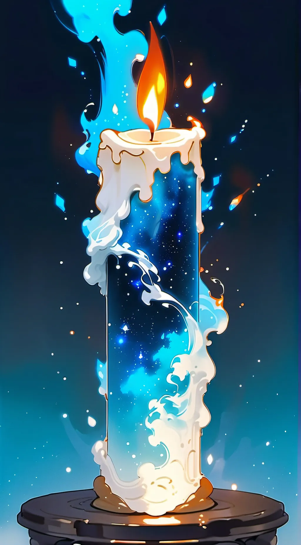 ai character: Blue flamed candle background