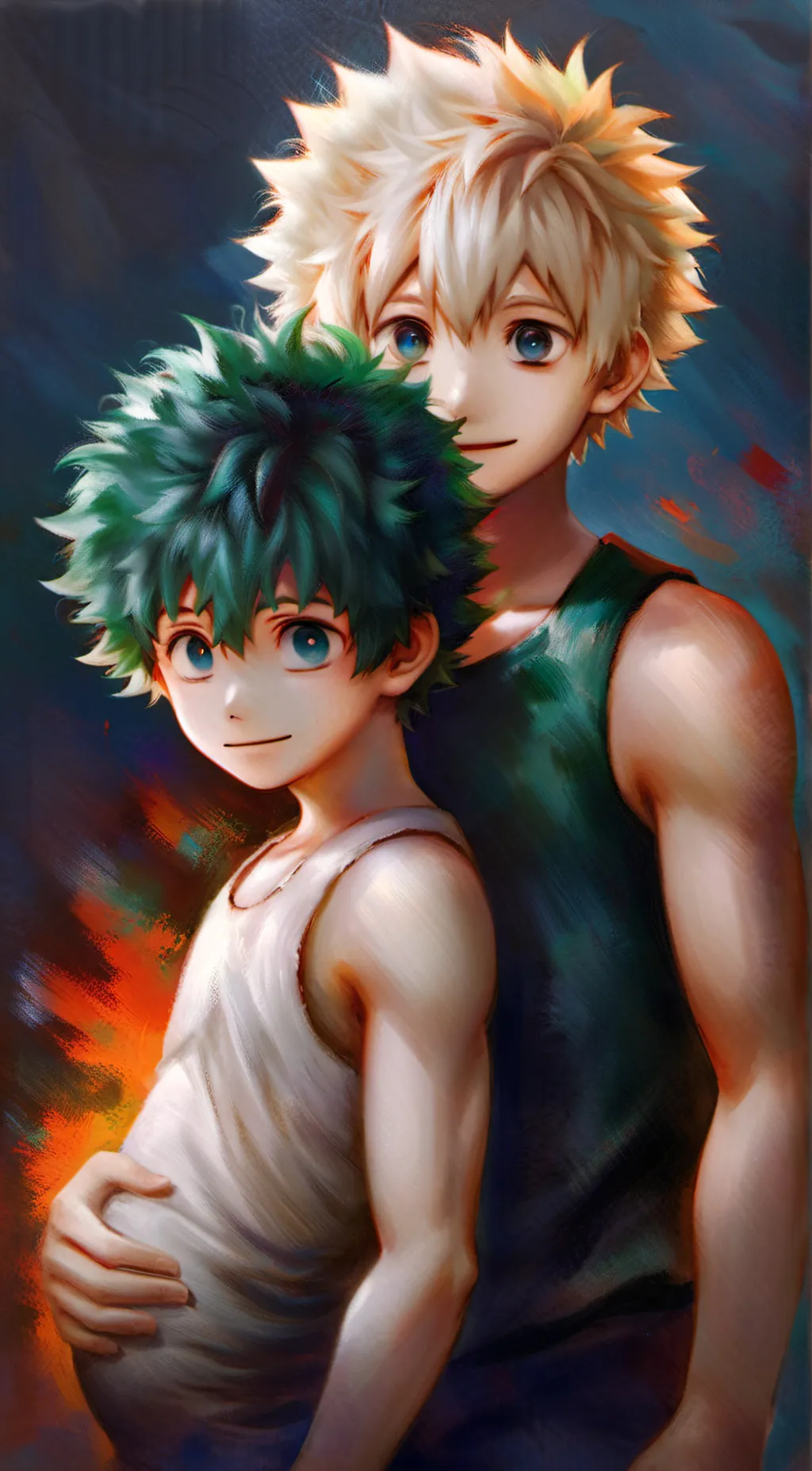 ai character: bakugo and deku  background