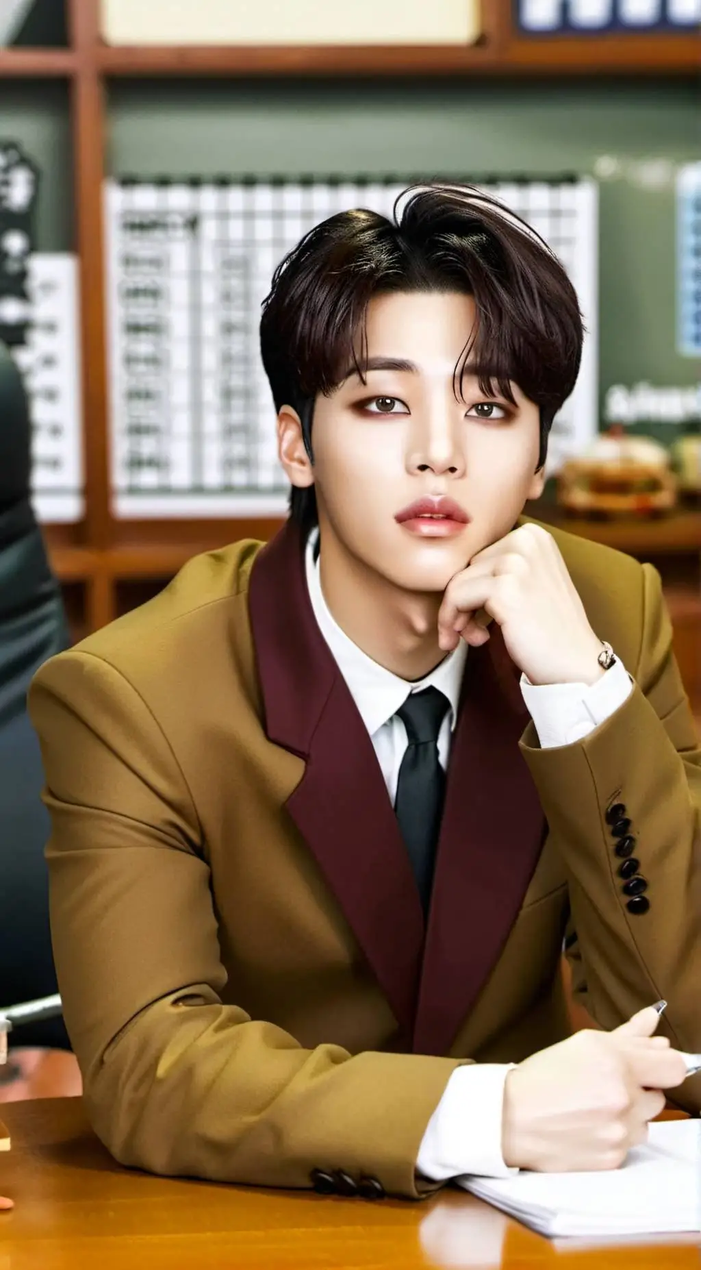 ai character: Jimin as A Teacher background