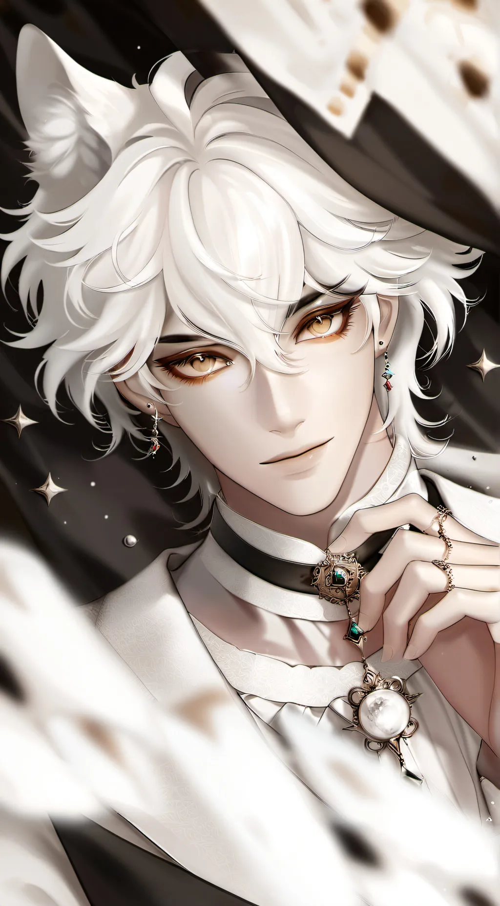 ai character: White Cat background