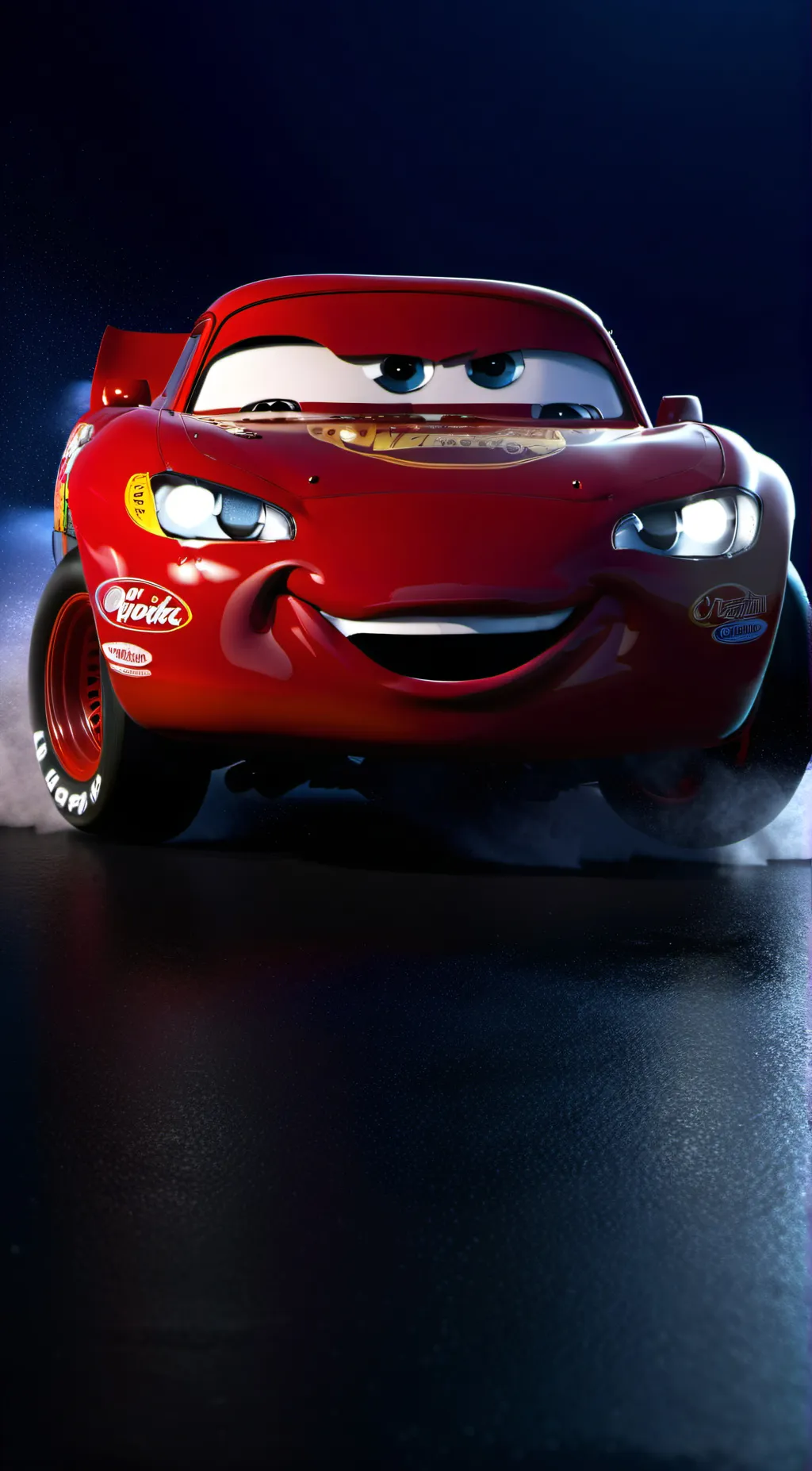 ai character: Lightning McQueen  background