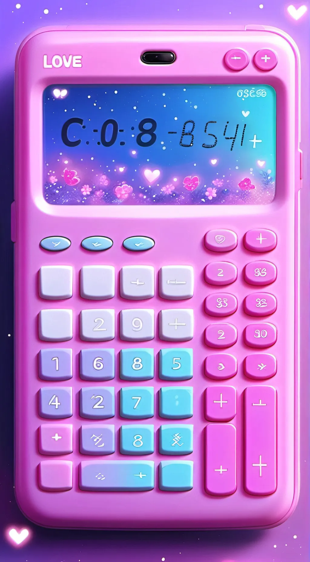 ai character: Love, calculator background
