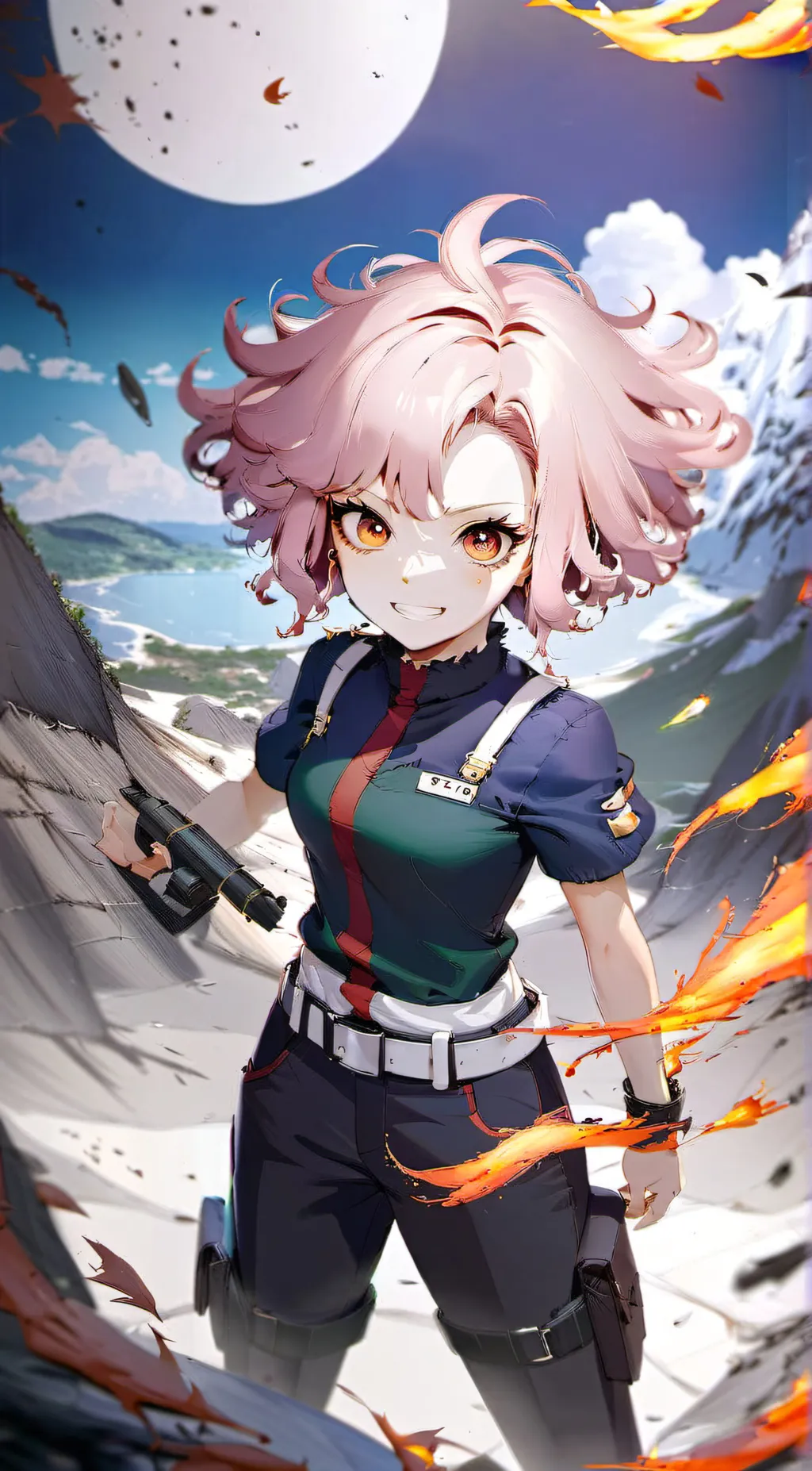 ai character: Fake smile % background