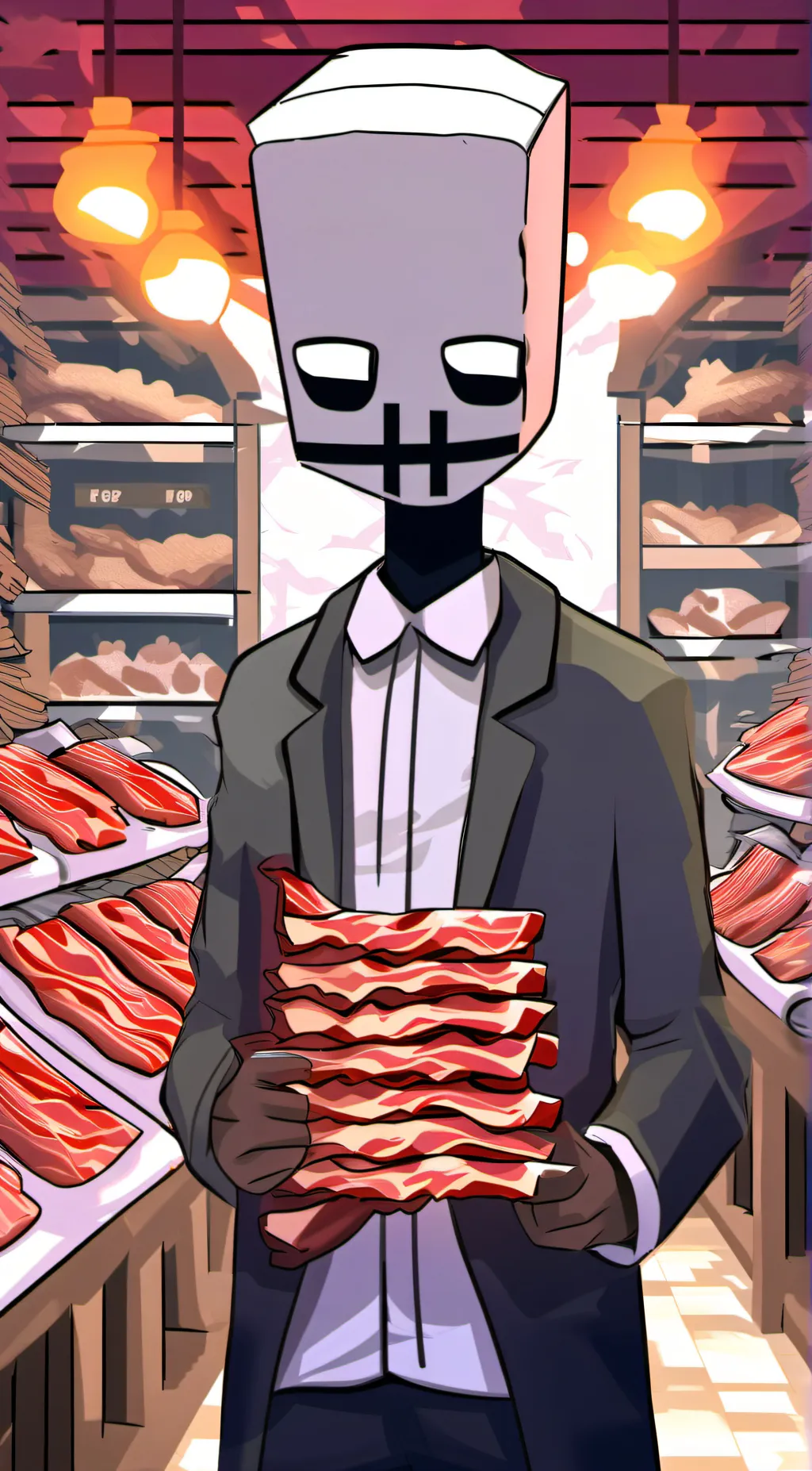 ai character: MR MEAT background