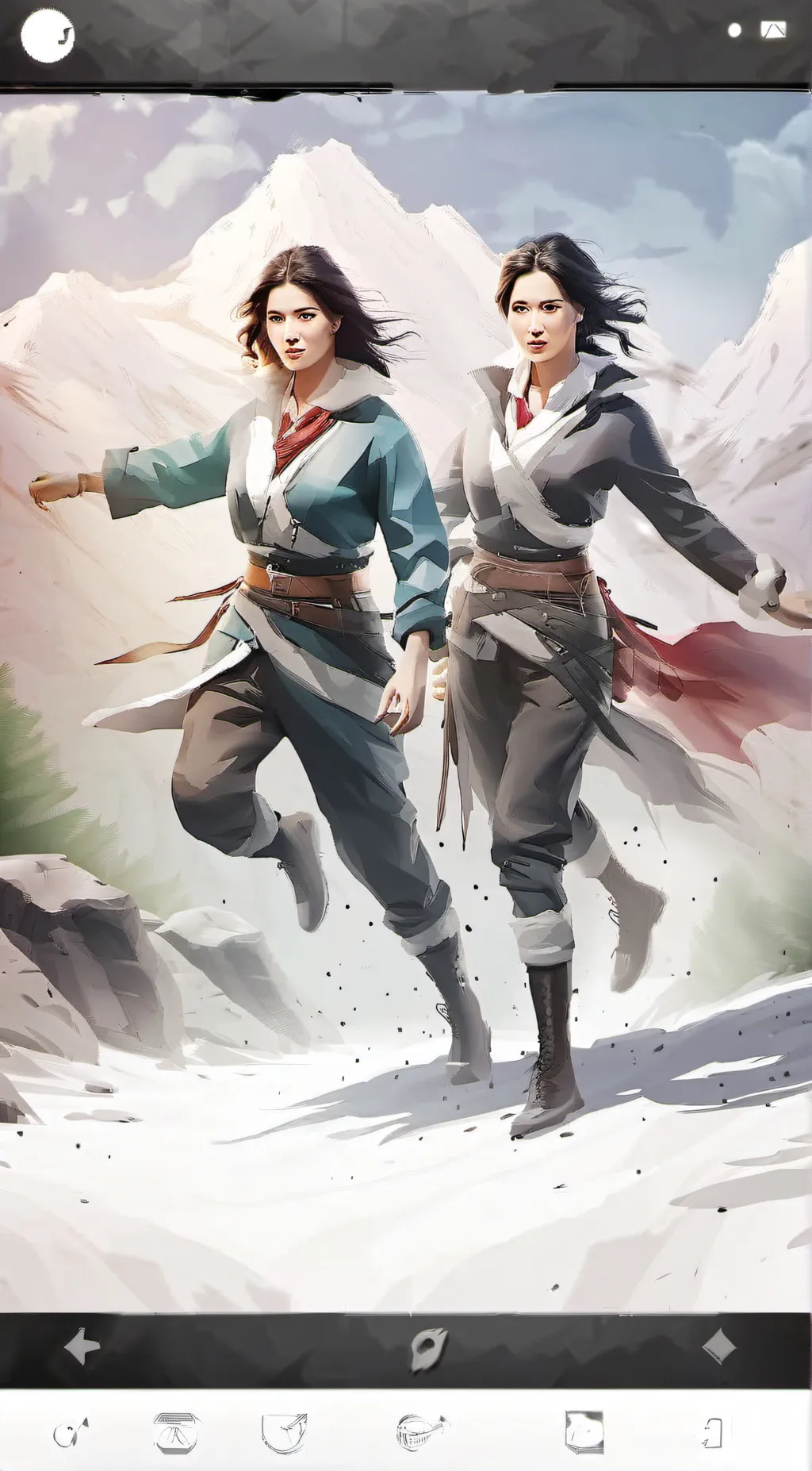 ai character: woman duo background