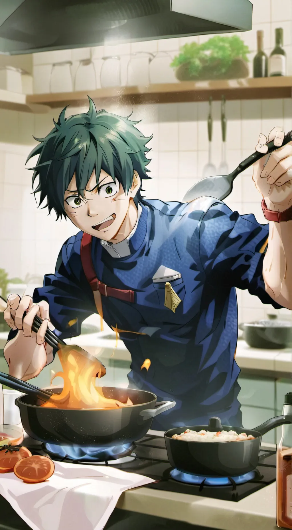 ai character: MHAxFoodWars background
