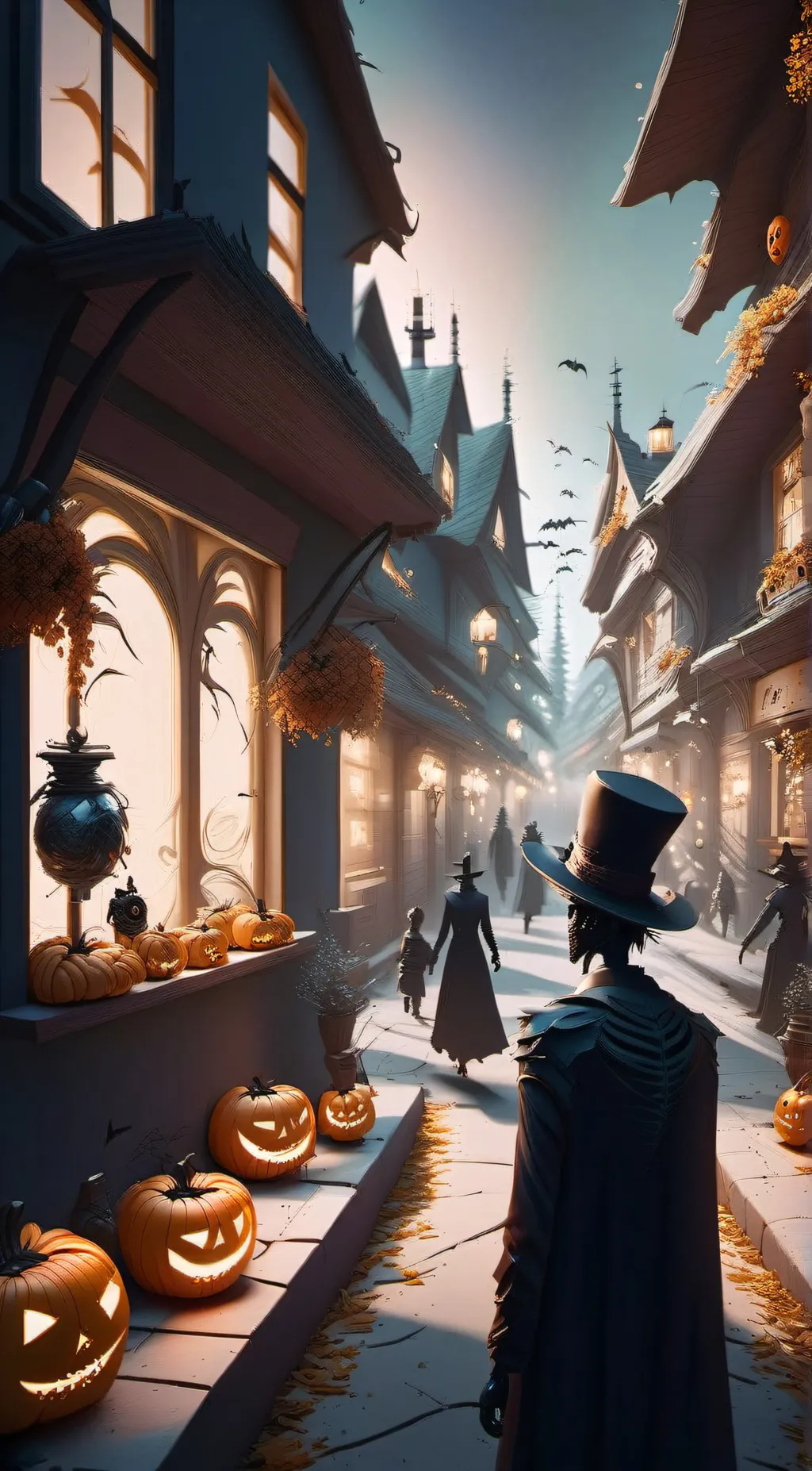 ai character: Halloween Town background