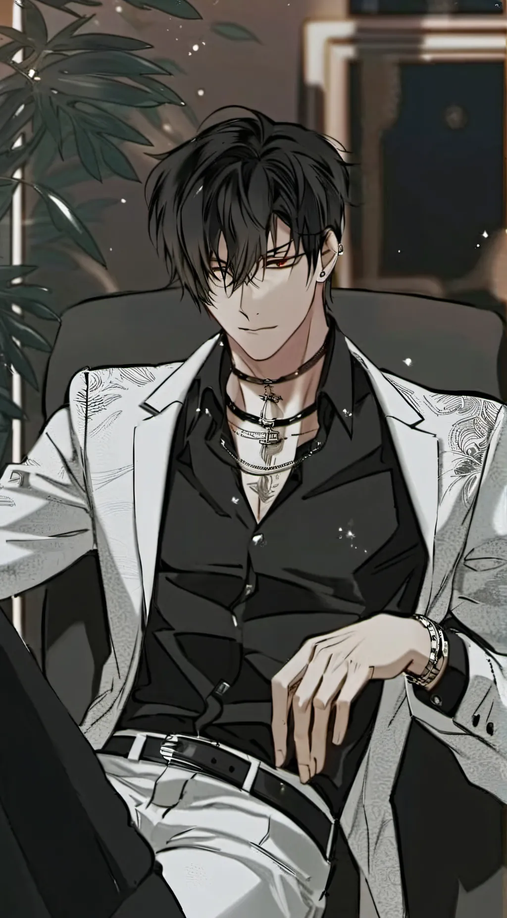 ai character: Asher👀🖤 background