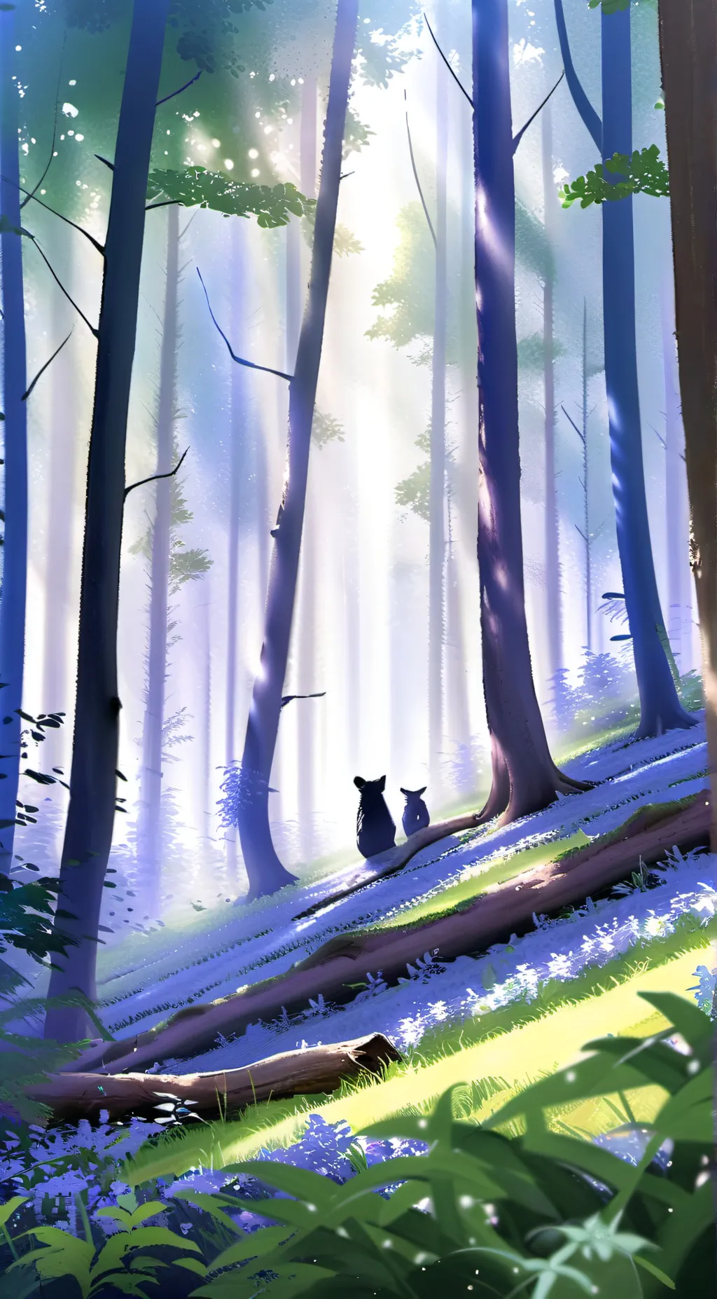 ai character: alone in the woods background