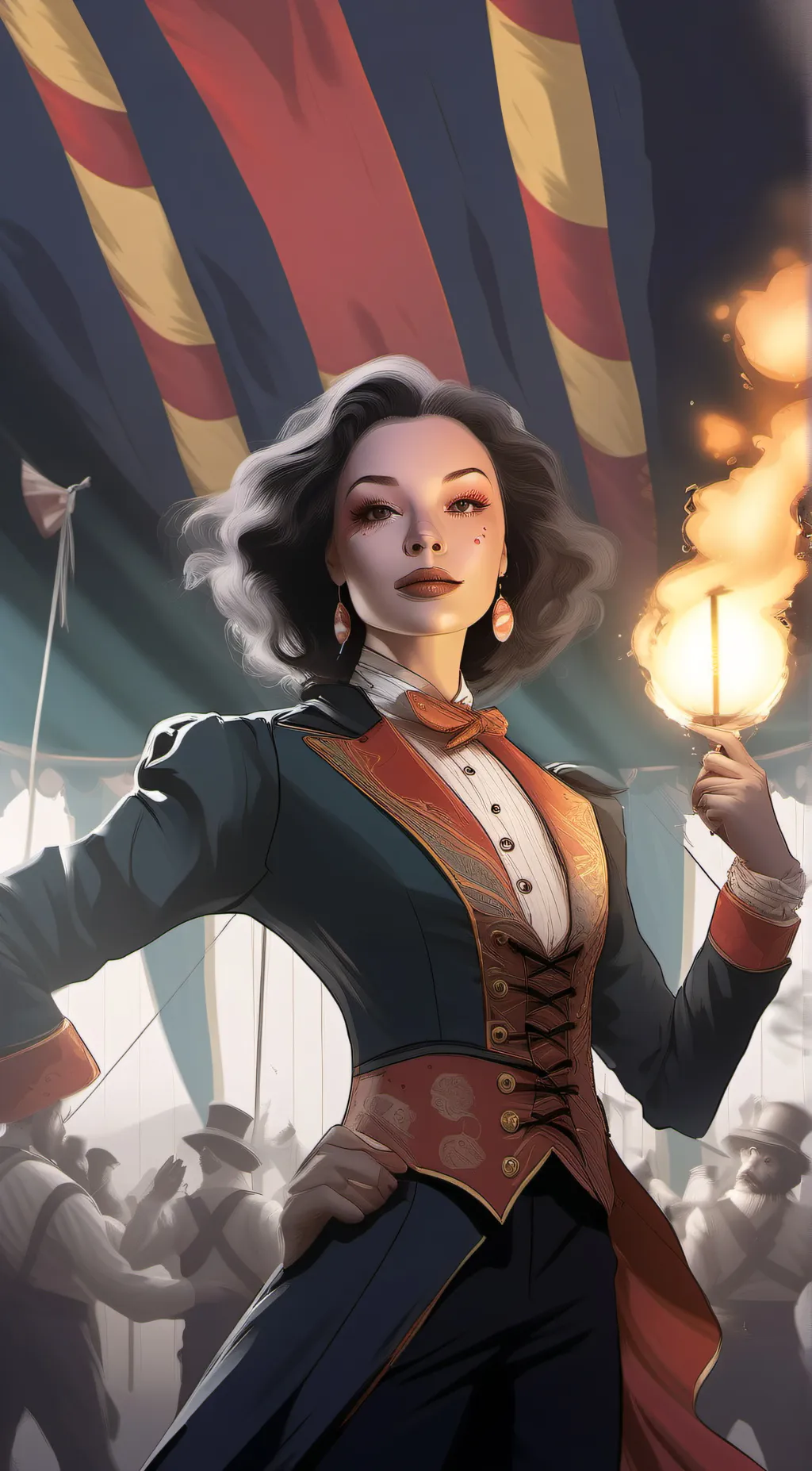 ai character: HB circus fire.... background