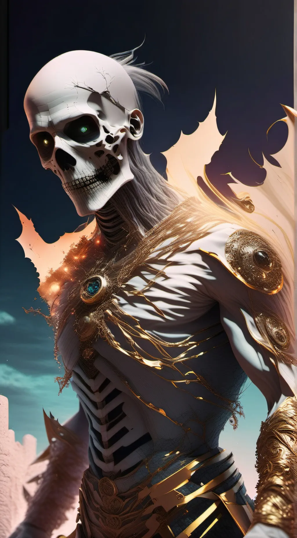 ai character: skeleton king background