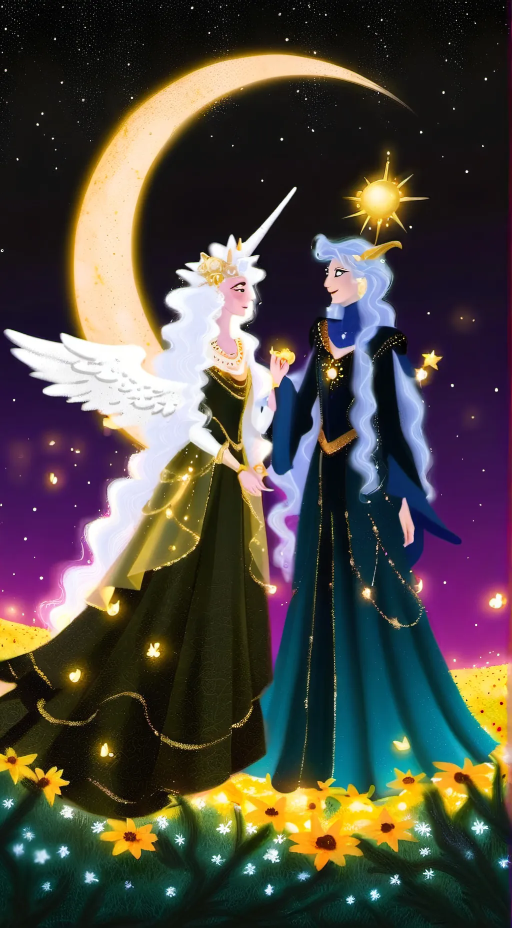 ai character: Luna & Celestia background