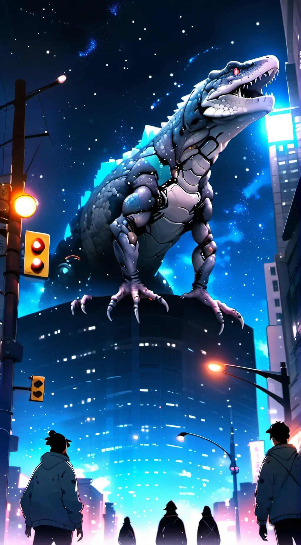 ai character: Zilla x Mothra  background