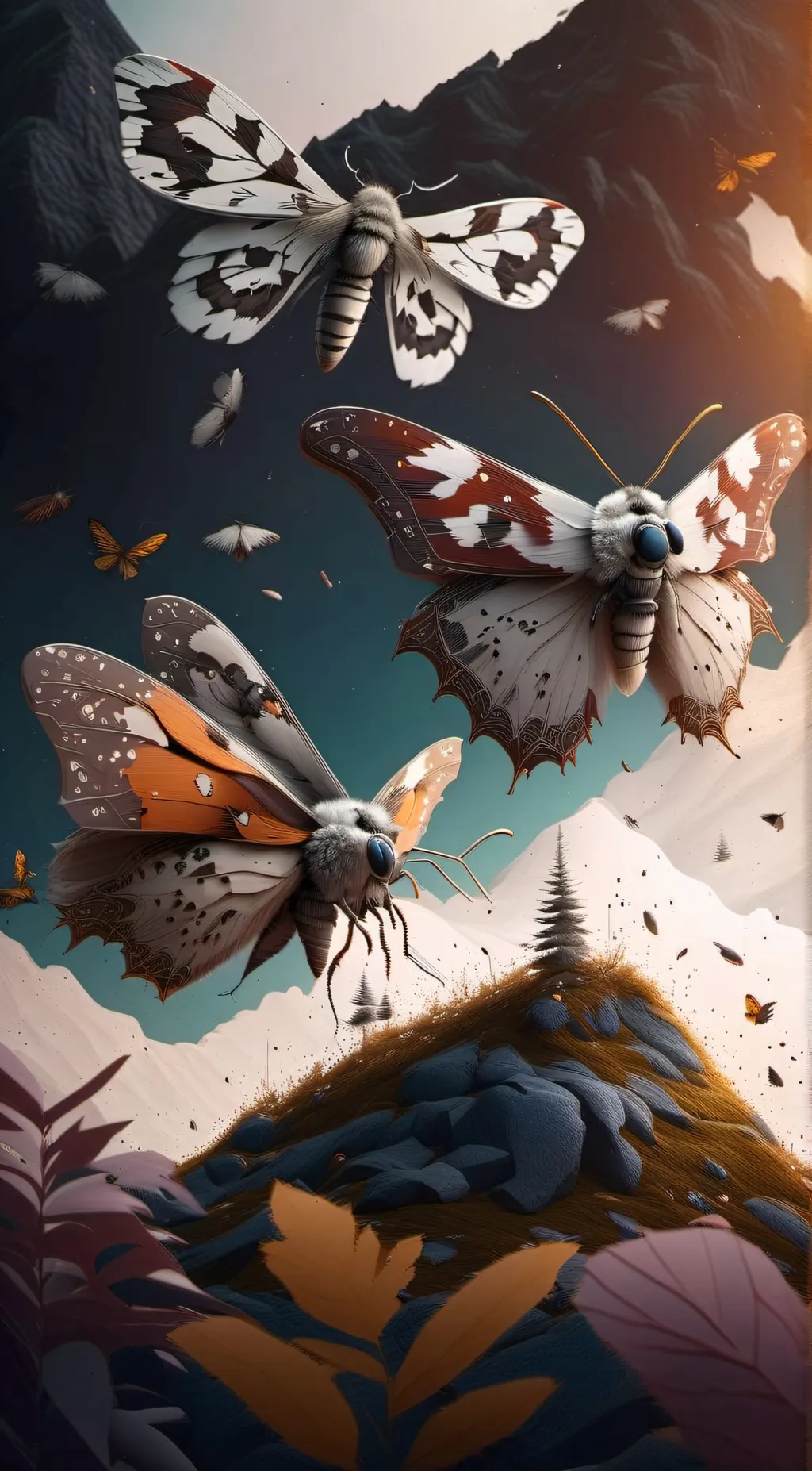 ai character: Mothra x godzilla background