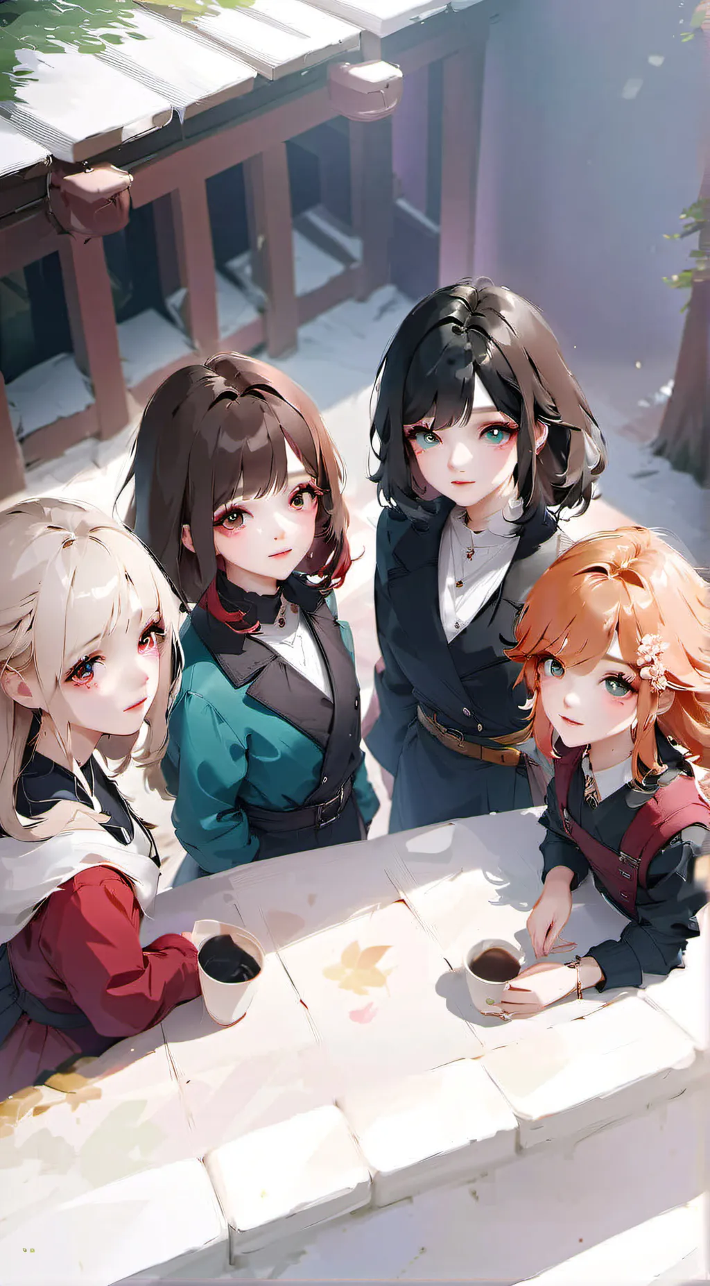 ai character: Lio, Mia, Amy, Isa background
