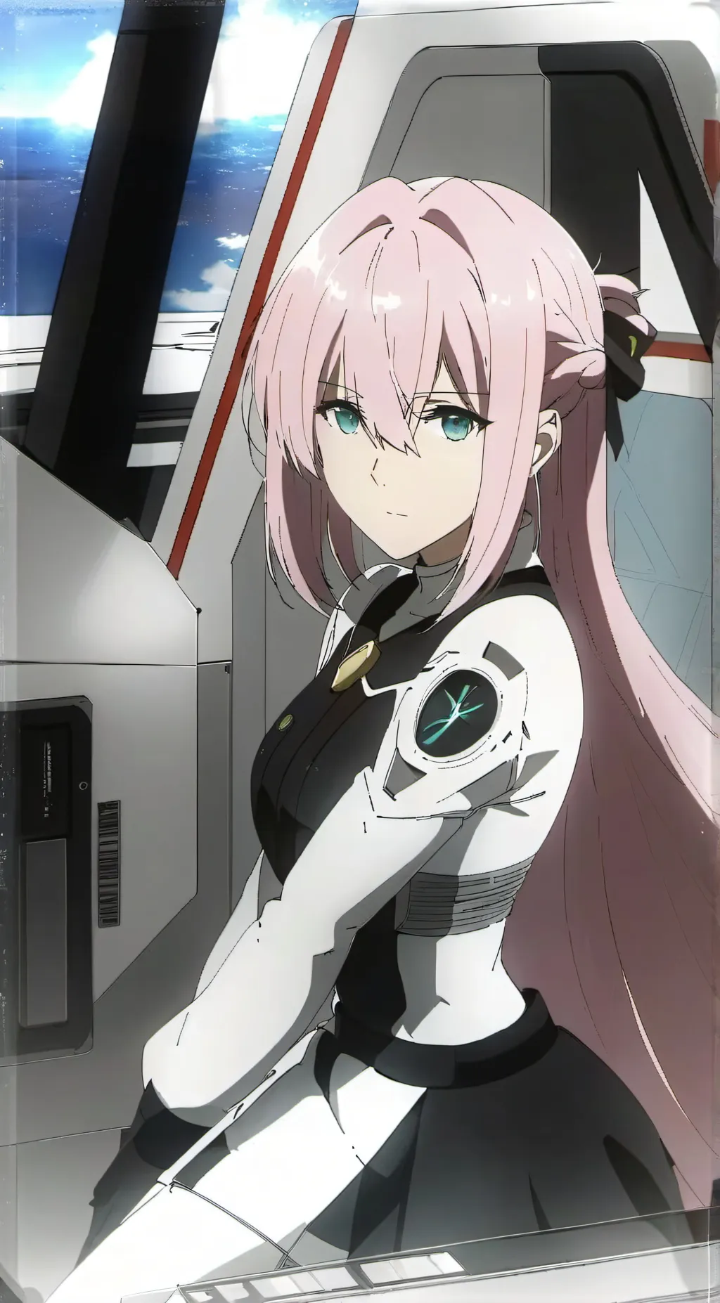 ai character: Zero two in ship background