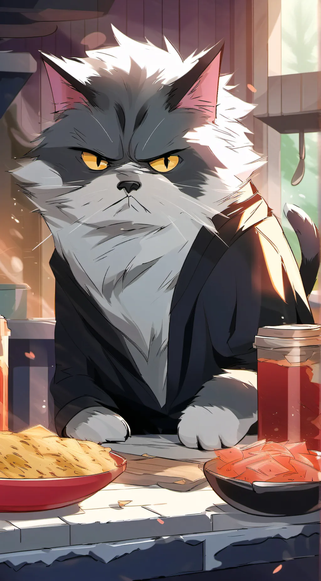 ai character: ヽ( ᐖゞ) background