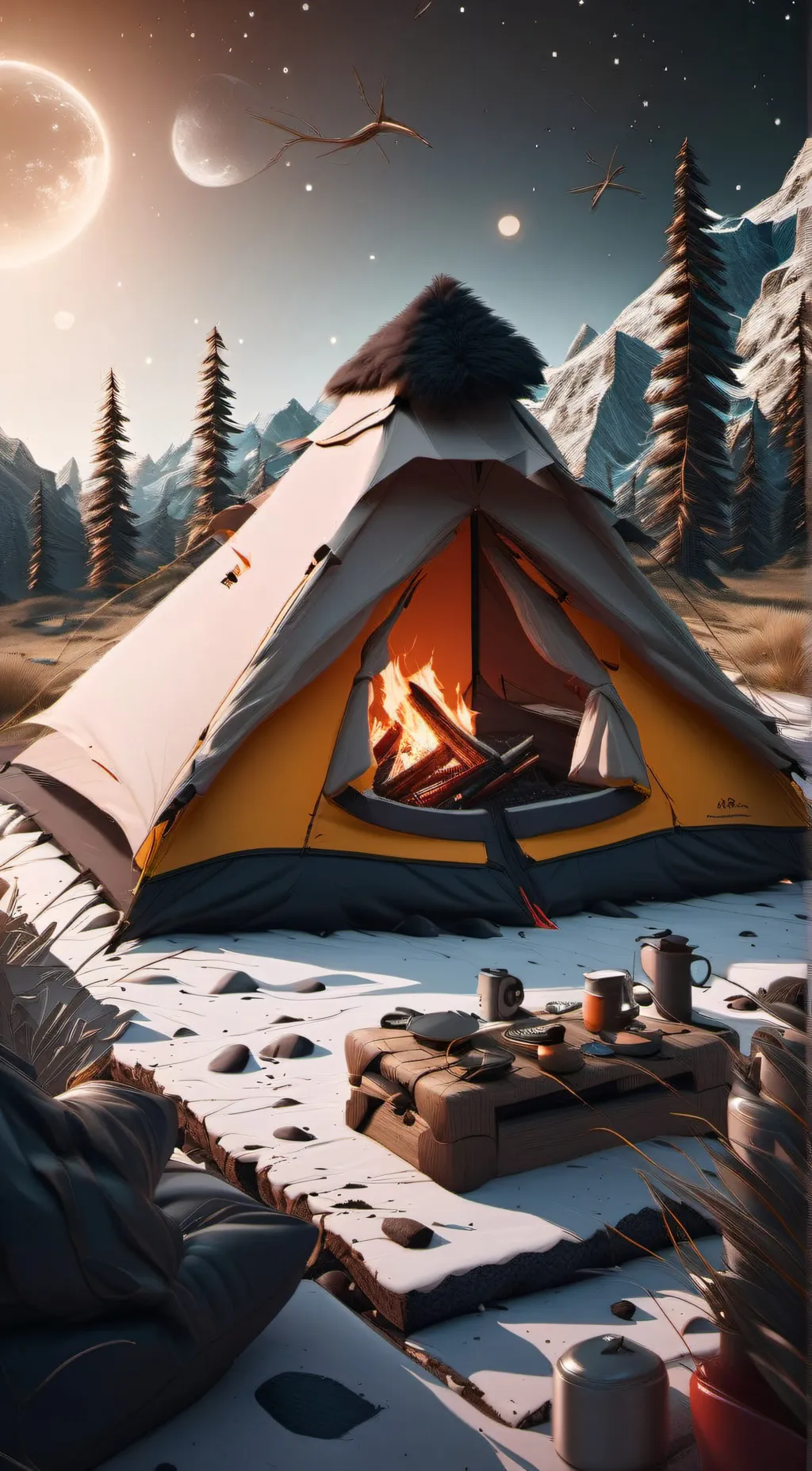 ai character: Mha camping background